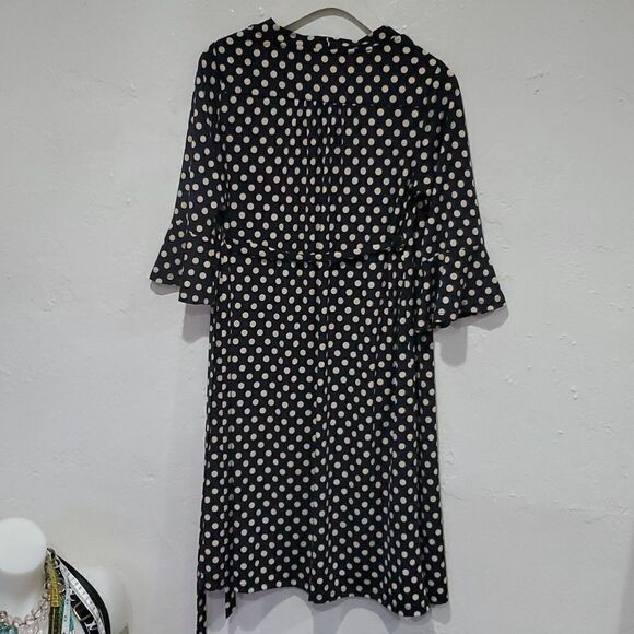 Angel Maternity Polka Dot Wrap Dress with Bell Sleeves in Black & Cream Size XS - Picture 5 of 10